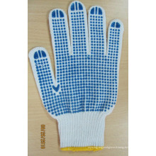 Blanc naturel, blanc de blanchiment, gants en pointillés de PVC bleu